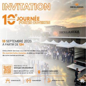 Affiche d'invitation à la 10e journée portes ouvertes Dhollandia Services